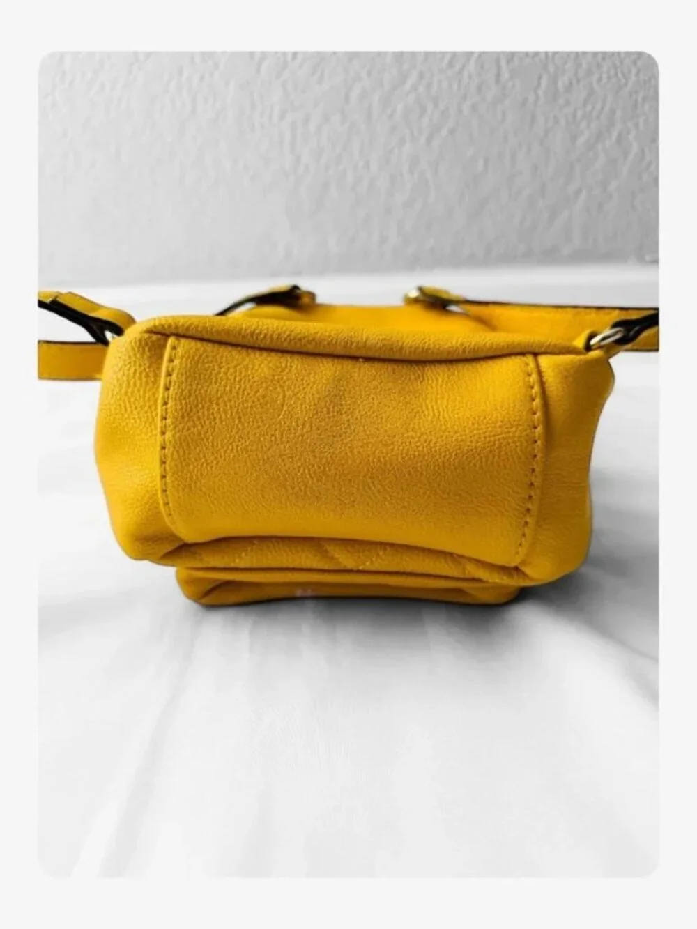 Betsey Johnson Yellow Quilted Mini Backpack with Dog Patch